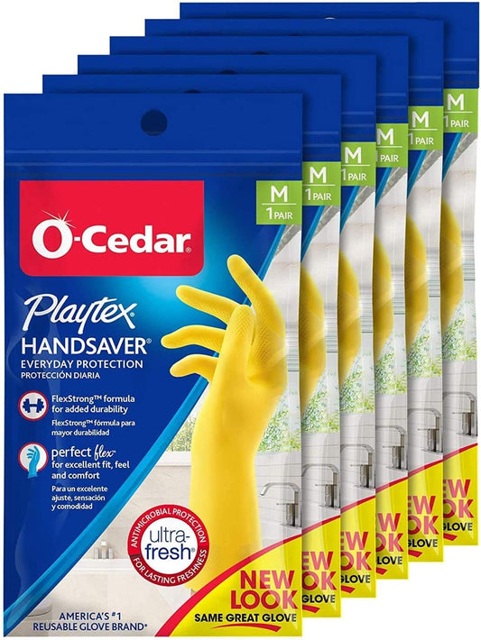 Handsaver Rubber Gloves for Kitchen and Household Cleaning (6 Pairs)