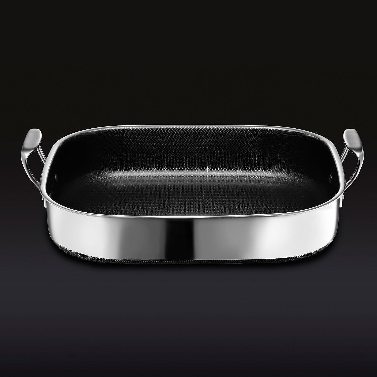 Hybrid Nonstick Roasting Pan with Rack, Dishwasher and Oven Friendly, Compatible with All Cooktops
