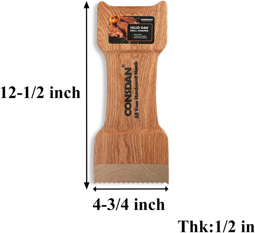 Grill Scraper, Soild Oak Wooden Grill Brush, Grill Scraper for Outdoor Grill, Bristle Free Grill Scrapers, Grill Grate Cleaner Safe Wood Grill Brusher