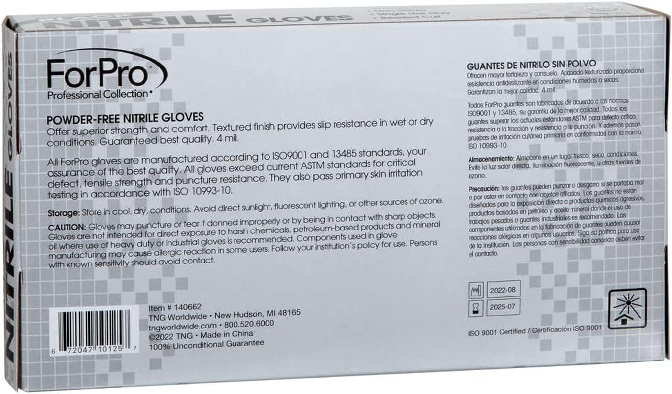 Forpro Disposable Nitrile Gloves, Chemical Resistant, Powder-Free, Latex-Free, Non-Sterile, Food Safe, 4 Mil, Black, X-Large, 100-Count