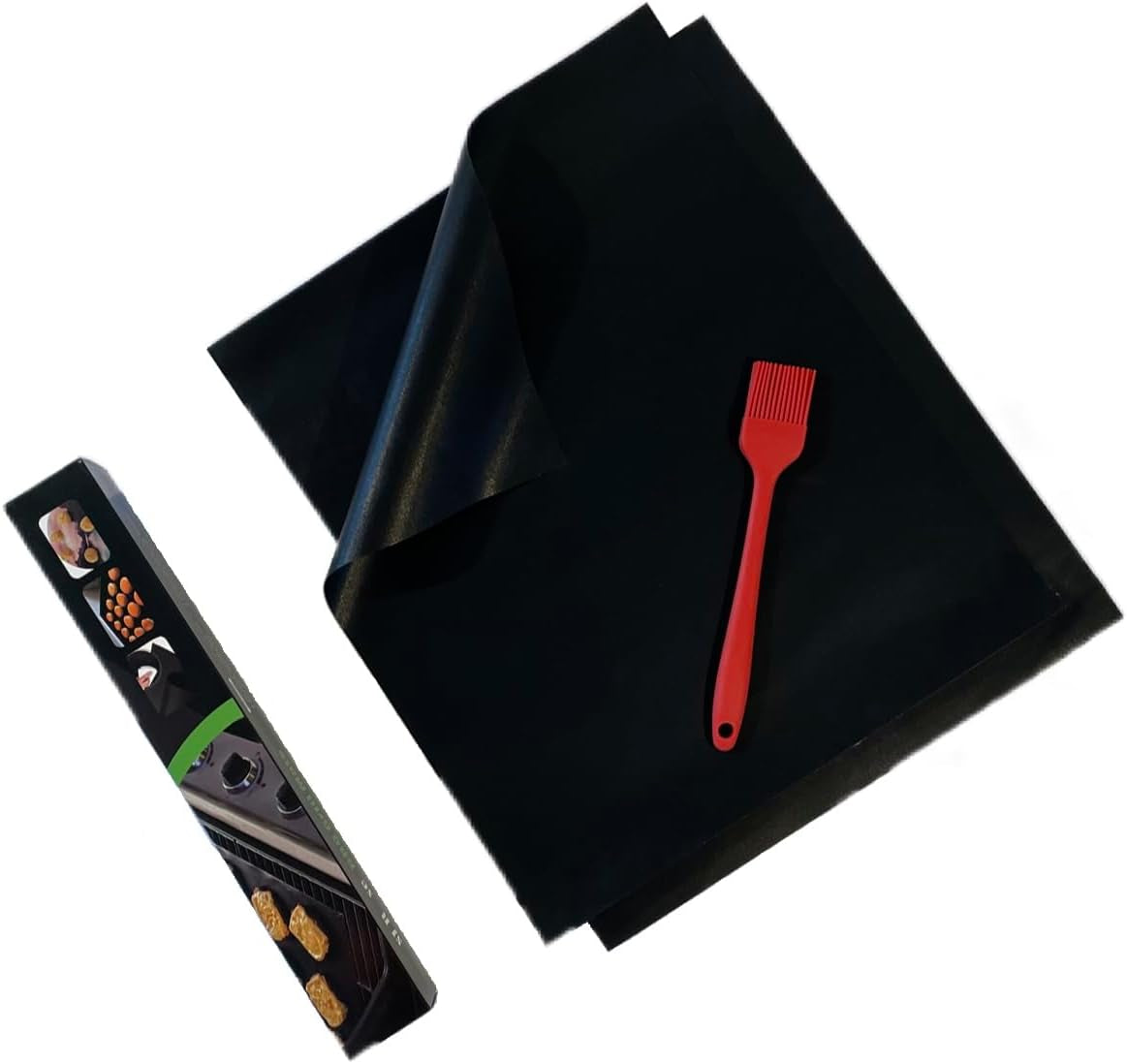 SJ Rose Grill MATS, 2 BBQ Grill MATS - Free BASTING Brush!, Reusable Grill & Baking Mat, Easy to Clean Grill Mat, Grilling Mats for Outdoor Grill, 2 BBQ Mat, Grill Mats for Outdoor Grill Nonstick