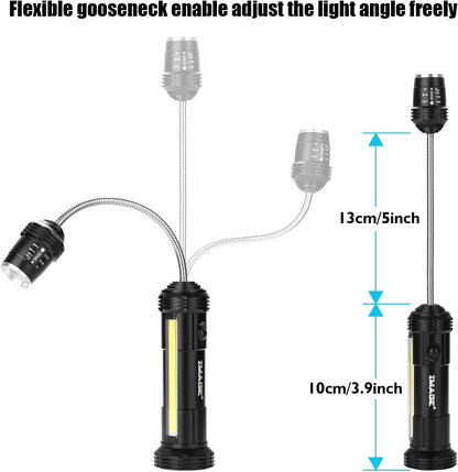 Grill Lights Magnetic BBQ Grill Light with Ultra-Bright LED Lights and 3W Side Light, 360 Degrees Flexible Gooseneck Adjustable BBQ Grill Lights for Any Gas Charcoal Electric Grill 2 Packs