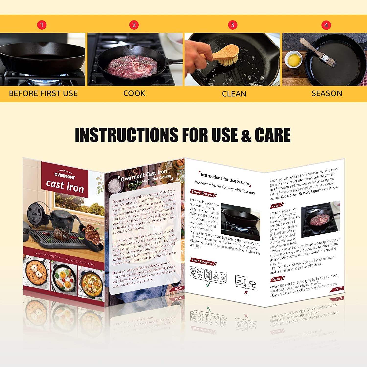 Pre-Seasoned 17X9.8" Cast Iron Reversible Griddle Grill Pan with Handles for Gas Stovetop Open Fire Oven, One Tray, Scrapers Included