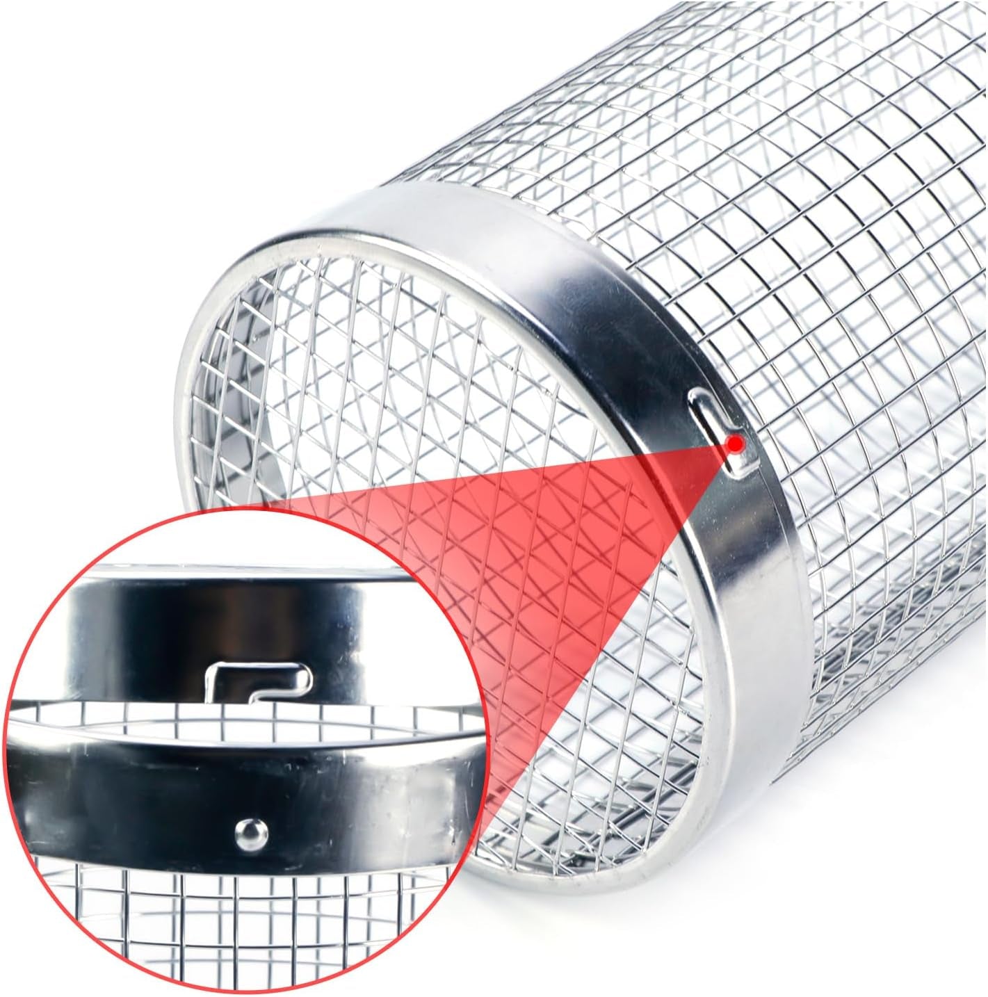 2Pcs Amazing Rolling Grilling Basket - Ultimate Grill Basket for Outdoor Grilling - Grill Baskets for Veggies, Fish, and More - Easy Rolling Design - Durable and Versatile BBQ Accessory - Enhance Your Grilling Experience (3.74"X3.74X11.8")