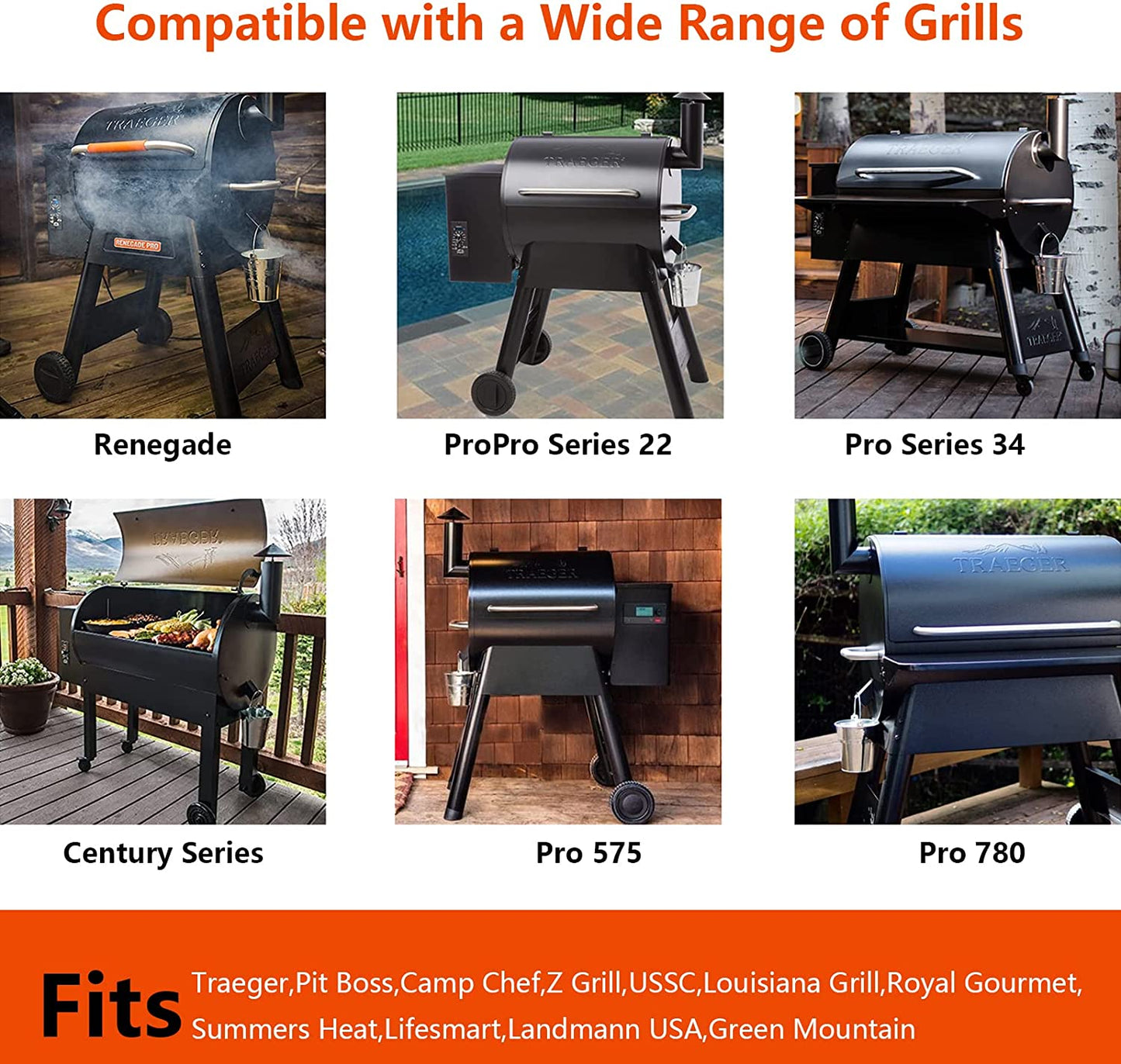 Grill Bucket for Grease, Unidanho Traeger Grease Bucket 10 Packs Drip Grease Bucket Liners for Camp Chef, Traeger 20/22/34 Series, Pit Boss, Pellet Oklahoma Joe Rec Tec, Z Grill Smoker Bucket