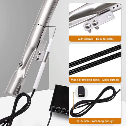 Grill Replacement Parts for Nexgrill 720-0830H, 720-0864, 720-0864M Gas Grills, 4 Pack Grill Burners, Heat Plates Shield and Igniter Replacement Repair Kit for Home Depot Nexgrill 4 Burner 720-0830H