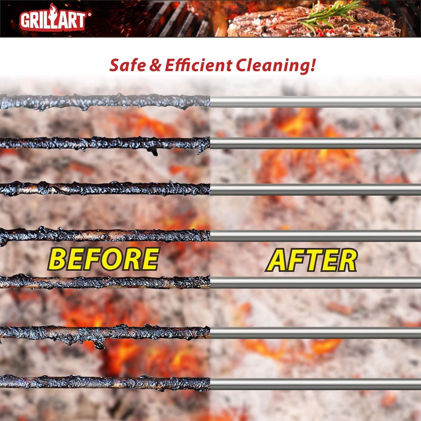 Grill Brush and Scraper with Deluxe Handle, Safe Wire Grill Brush BBQ Cleaning Brush Grill Grate Cleaner for Gas Infrared Charcoal Porcelain Grills, BR-8529