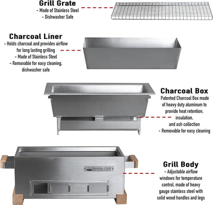MG-168 Yakitori Tabletop Charcoal Griller-Mini Japanese Style Hibachi