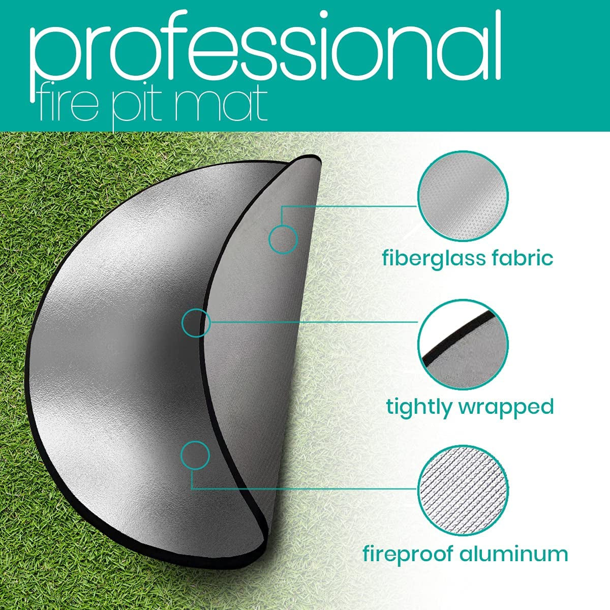 Fire Pit Mat - round Fireproof Mat for under Fire Pit - Easy to Clean Heat Resistant under Grill Mats for Outdoor Grill - Heat Shield Rug Great as a Grill Mat, Smoker Pad, on Patio (24 In)