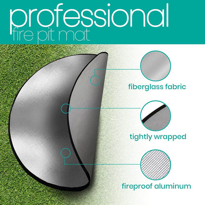 Fire Pit Mat - round Fireproof Mat for under Fire Pit - Easy to Clean Heat Resistant under Grill Mats for Outdoor Grill - Heat Shield Rug Great as a Grill Mat, Smoker Pad, on Patio (24 In)