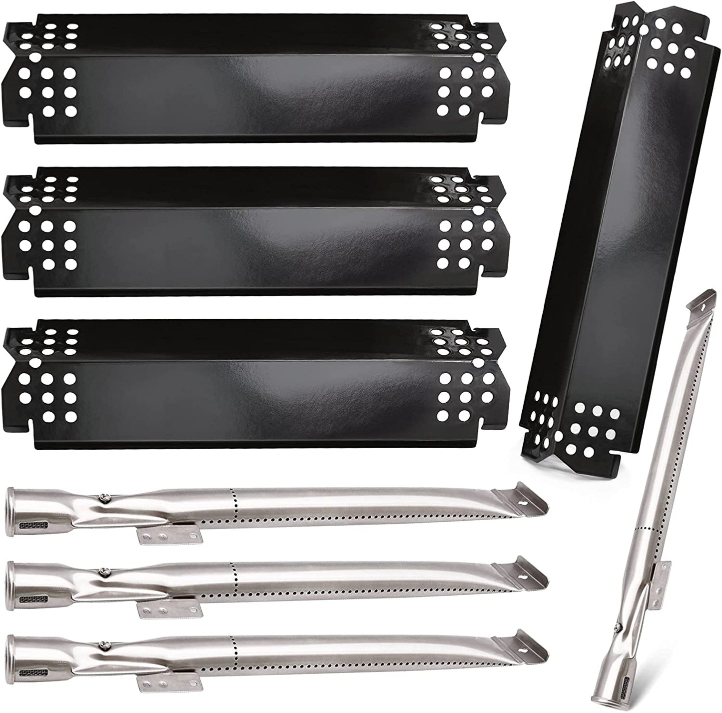 Grill Replacement Parts for Nexgrill 720-0830H, 4 Pack Grill Burner Tubes and Heat Plate Shields for Home Depot Nexgrill 4 Burner 720-0830H, Nexgrill 720-0864, 720-0864M Gas Grills