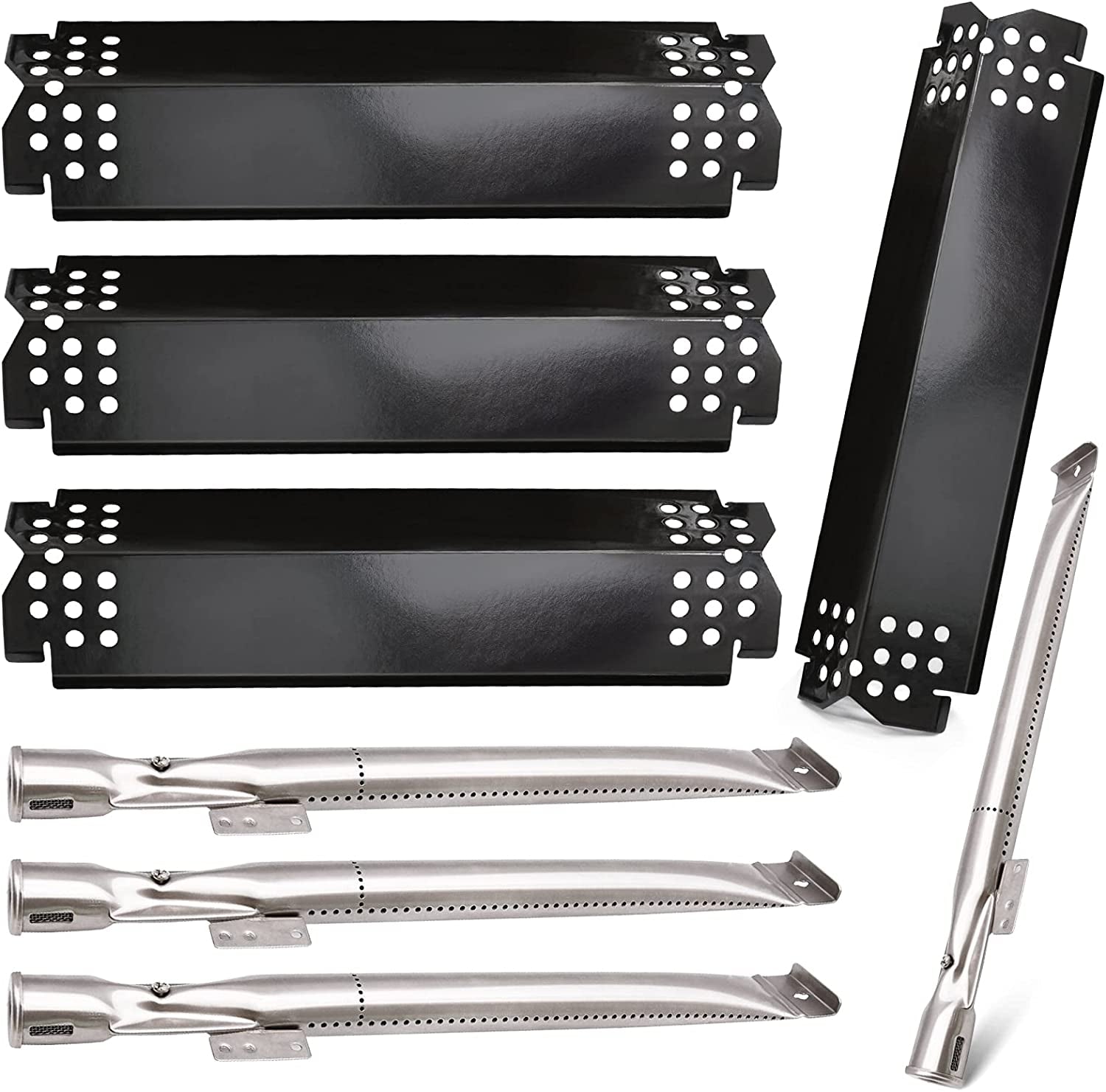 Grill Replacement Parts for Nexgrill 720-0830H, 4 Pack Grill Burner Tubes and Heat Plate Shields for Home Depot Nexgrill 4 Burner 720-0830H, Nexgrill 720-0864, 720-0864M Gas Grills