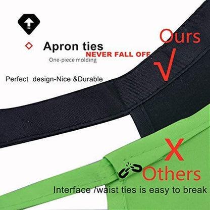 Total 12 PCS Plain Color Bib Apron Adult with 2 Front Pocket (Mixed Colour)