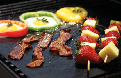 SJ Rose Grill MATS, 2 BBQ Grill MATS - Free BASTING Brush!, Reusable Grill & Baking Mat, Easy to Clean Grill Mat, Grilling Mats for Outdoor Grill, 2 BBQ Mat, Grill Mats for Outdoor Grill Nonstick