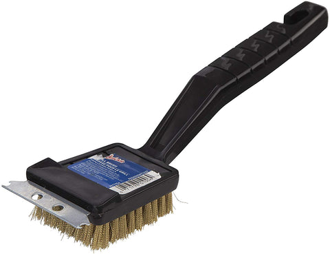 Image of Quickie Grill Scrubbing Brush, Black, Crimped Bristles for Grill Cleaning with Scraper for Grill Grime