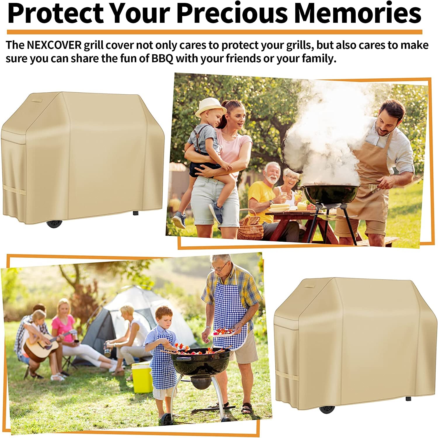 NEXCOVER Barbecue Gas Grill Cover - 55 Inch Waterproof BBQ Cover, Outdoor Heavy Duty Grill Cover, Fade & Weather Resistant Upgraded Material, Barbecue Cover for Weber, Brinkmann, Char Broil and More