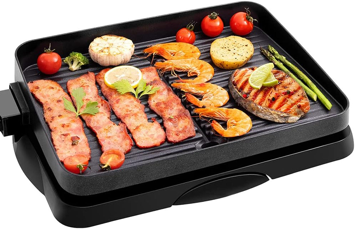 Electric Indoor Grill Korean BBQ Grill Nonstick Smokeless 1500W Detachable Contact Grilling with Smart 5-Heat Temp Controller,Family Size Fast Heat up Tabletop Plate Pfoa-Free Black