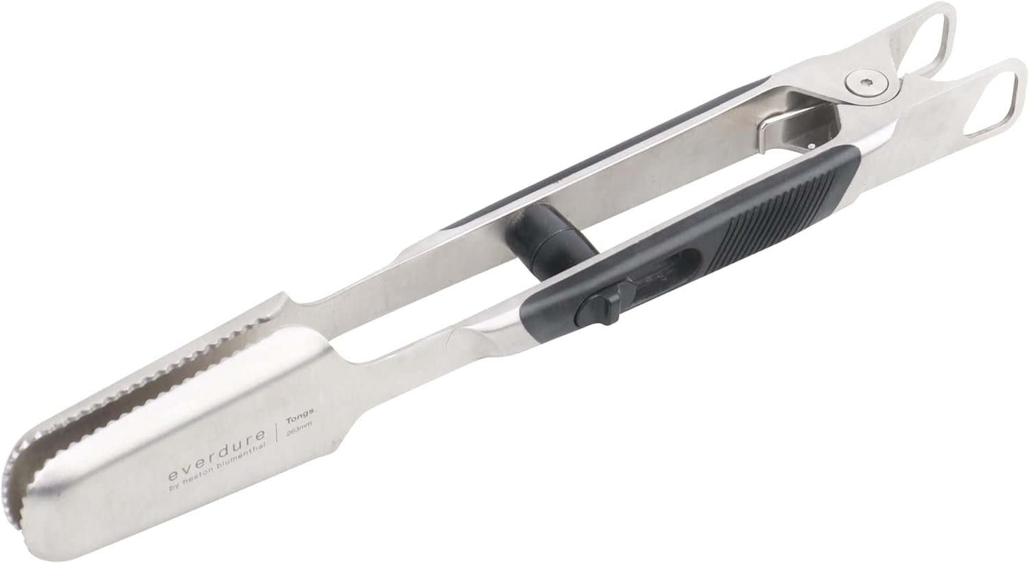 by Heston Blumenthal Premium Medium Grilling Tongs: Brushed Stainless Steel with Soft Grip Handle, Sturdy Tongs for Cooking, Great for Grilling Large Cuts of Meat, Bottle Opener and Hang Zone