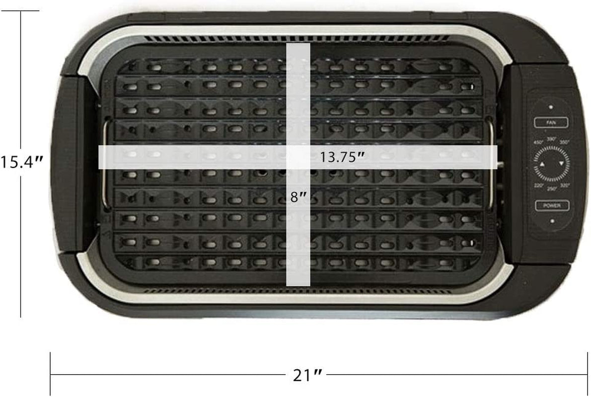 Power XL Smokeless Electric Indoor Removable Grill and Griddle Plates, Nonstick Cooking Surfaces, Glass Lid, 1500 Watt, 21X 15.4X 8.1, Black