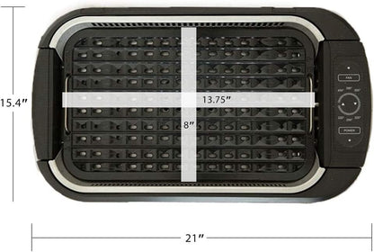Power XL Smokeless Electric Indoor Removable Grill and Griddle Plates, Nonstick Cooking Surfaces, Glass Lid, 1500 Watt, 21X 15.4X 8.1, Black