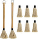 Hedume 2 Pack BBQ Basting Mop with 6 Extra Replacement Heads, Grill Basting Mop Wooden Long Handle Perfect for BBQ Grilling Smoking Steak (18.2 Inch)