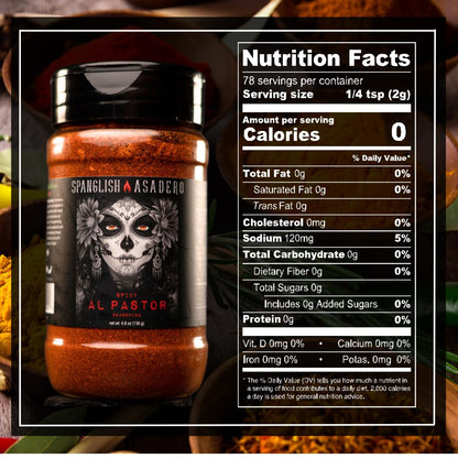 Spanglish Asadero 10Oz Spicy Al Pastor | Mexican Seasoning for Steak, Chicken, Pork, Lamb, and Elote | Low Sodium, Gluten-Free BBQ Rub for Smoking or Grilling