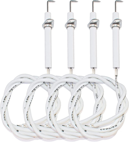 Grill Ignitor Wire Kit & Ceramic Electrode Vermont Casting Grill Replacement Parts, Jenn Air Grill Igniter, Ignition Electrode Gas Burner for Uniflame(4-Pack)