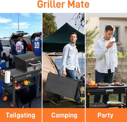 Outdoor Grill Table - Grill Cart Solid and Sturdy, Blackstone Griddle Stand for 17"/22" Griddle, Ninja Grill Stand Large Space, Pizza Oven Stand with Paper Towel Holder, for Tailgating, Camping, RV