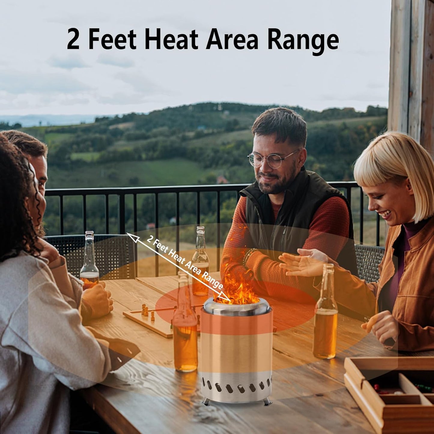 HGD 5.5'' Mini Fire Pit for Table, Small Tabletop Fire Pit for Smores, Indoor Fire Pit Tabletop with Carry Bag, Fueled by Pellets or Wood, Stainless Steel