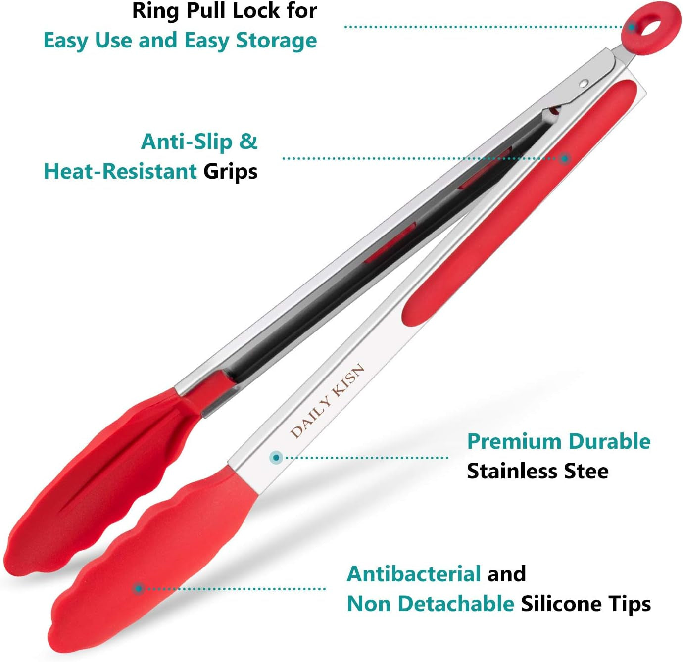 Kitchen Tongs Set of 3, Cooking Tongs with Silicone Tips, Stainless Steel Buffet Tongs, Non-Stick Non-Scratch Heat Resistant Tongs for Grilling Cooking BBQ Salad Serving (Multicolor, 7/9/12 Inch)