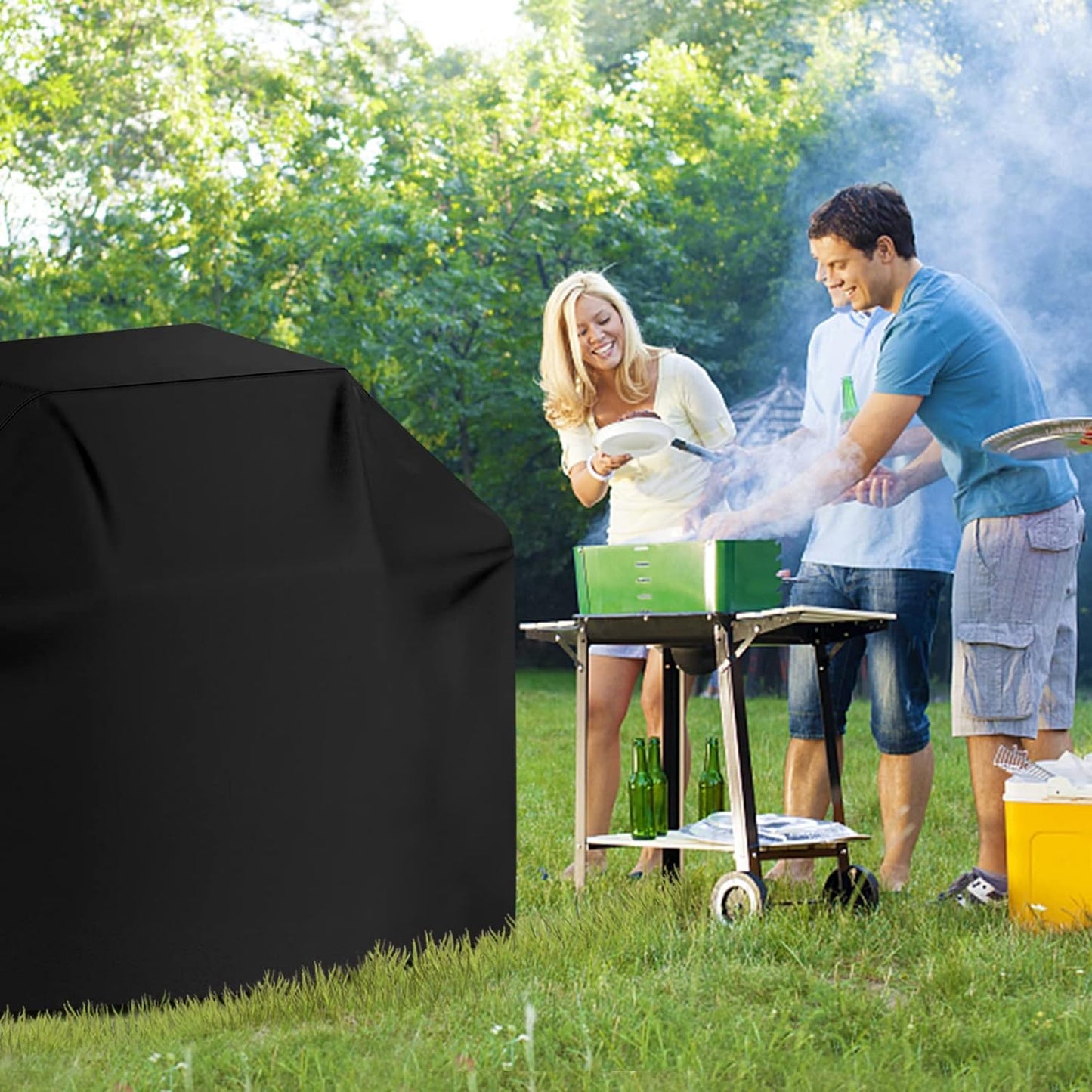 Grill Cover BBQ Grill Cover 600D Waterproof Heavy Duty Gas Grill Cover, UV & Dust & Rip-Proof, Barbecue Grill Covers for Weber, Brinkmann, Char Broil Grills(72" L X 26" W X 51" H, Black)