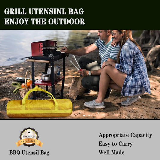Rilltowpe BBQ Tool Storage Bag，Grill Accessory Storage，Bbq Tool Storage，Thickened Waterproof BBQ Tool Bag (Yellow)，Gifts for Men, Dad, Husband.