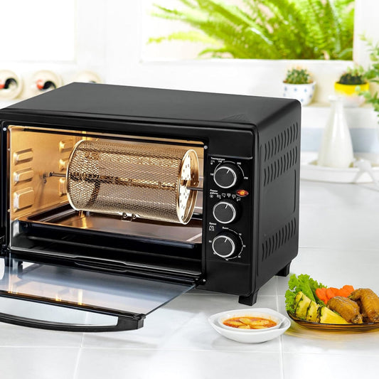 Angoily Oven Crisper Basket Rotating Grilled Cage Drum Oven Basket Kitchen Rolling Grill Basket Oven Roast Basket Roast Baking Cage for Barbecue Camping Outdoor Supplies Rotisserie Grill Basket