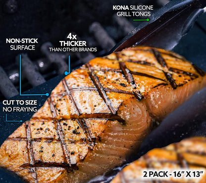 Best BBQ Grill Mat - Heavy Duty 600 Degree Non-Stick Grill Mats for Outdoor Grilling | Premier BBQ Grill Accessories Nonstick Grill Matt (Set of 2) Engineered in the USA | 7-Year Warranty