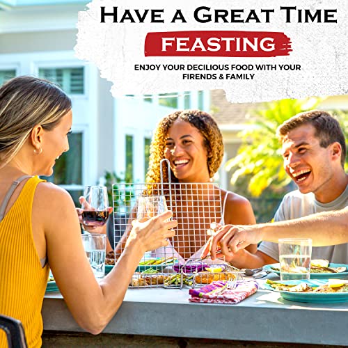 Grill Basket, Barbecue BBQ Grilling Basket, Stainless Steel Large Folding Grilling baskets With Handle, Portable Outdoor Camping BBQ Rack for Shrimp, Vegetables, Barbeque Griller Cooking Accessories