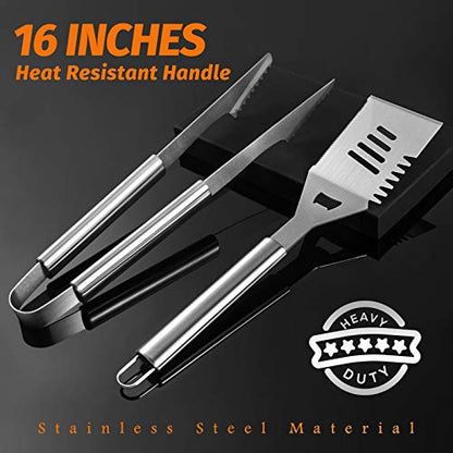 OlarHike Grilling Accessories BBQ Grill Tools Set, 25PCS Stainless Steel Grilling Kit for Smoker, Camping, Kitchen, Barbecue Utensil Gifts for Men Women with Thermometer and Meat Injector