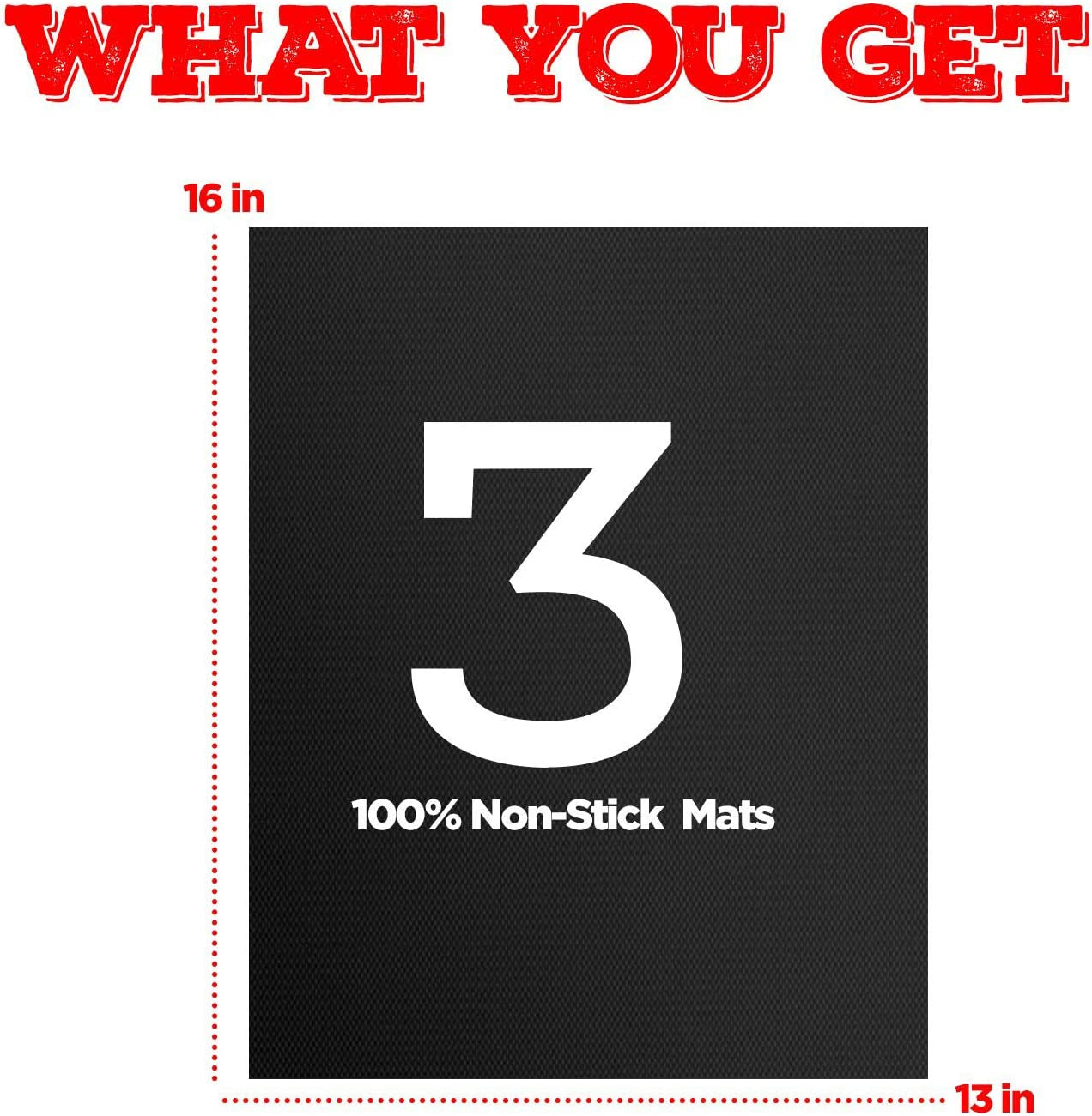 Grill Mat, Best BBQ Mat - Heat Resistant up to 600 Degree - Nonstick, Reusable, Dishwasher Safe, Set of 3