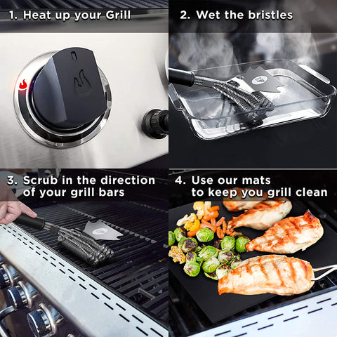 Image of KP 3 in 1 Dream Set- Safe Grill Cleaning Kit - Bristle Free Grill Brush for Outdoor Grill W/Grill Scraper +Heavy Duty Grill Mat|Best BBQ Brush for Grill Cleaning | Grill Accessories for All Grills