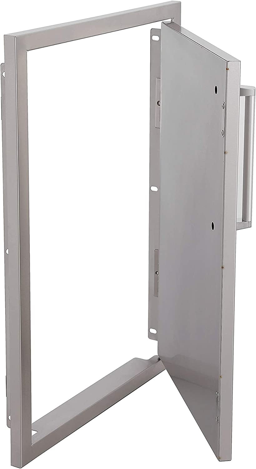 Outdoor Kitchen BBQ Access Door,14X20 H,304 Stainless Steel Single Vertical Door for Outdoor Kitchen Cabinet or BBQ Island, Silver (CBASDV-1420)