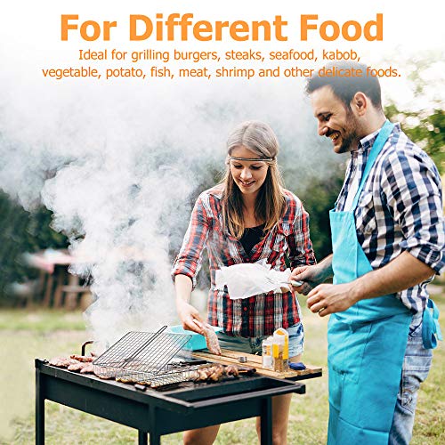 ORDORA Grill Basket, Fish Grill Basket, Rustproof 304 Stainless Steel BBQ Grilling Basket for Meat,Steak, Shrimp, Vegetables, Chops, Heavy Duty Grill Basket Outdoor Grill Accessories