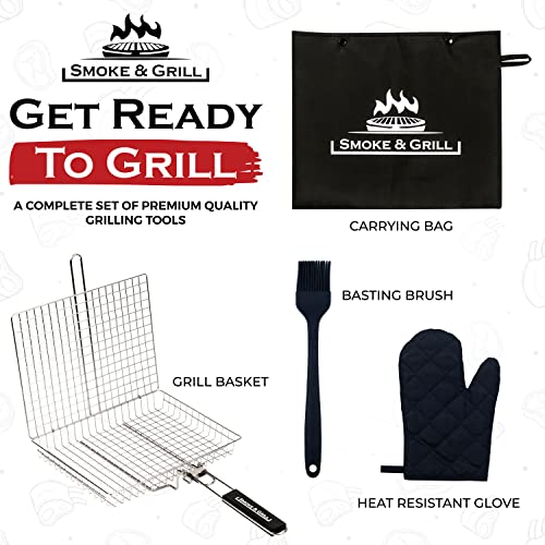 Grill Basket, Barbecue BBQ Grilling Basket, Stainless Steel Large Folding Grilling baskets With Handle, Portable Outdoor Camping BBQ Rack for Shrimp, Vegetables, Barbeque Griller Cooking Accessories