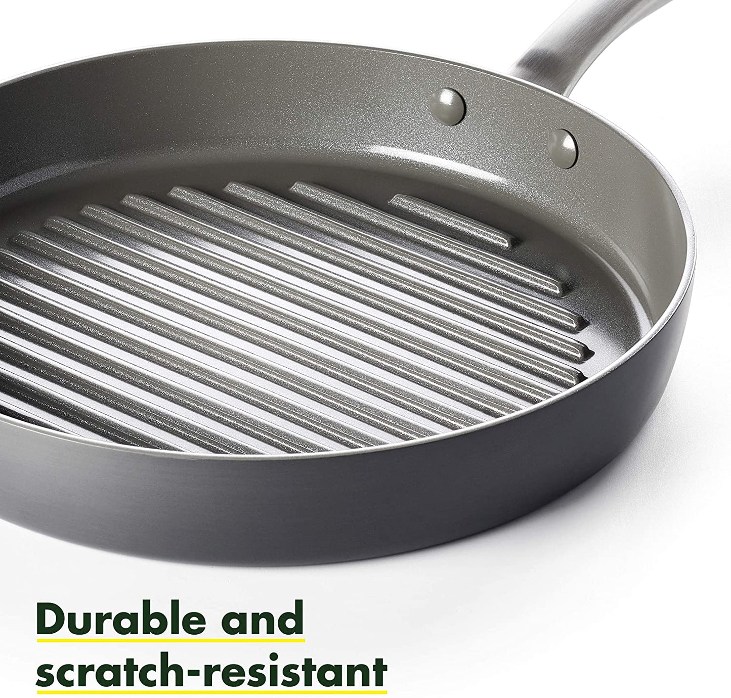 Chatham Hard Anodized Healthy Ceramic Nonstick, 11" Grill Pan, Pfas-Free, Dishwasher Safe, Oven Safe, Gray