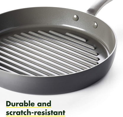 Chatham Hard Anodized Healthy Ceramic Nonstick, 11" Grill Pan, Pfas-Free, Dishwasher Safe, Oven Safe, Gray