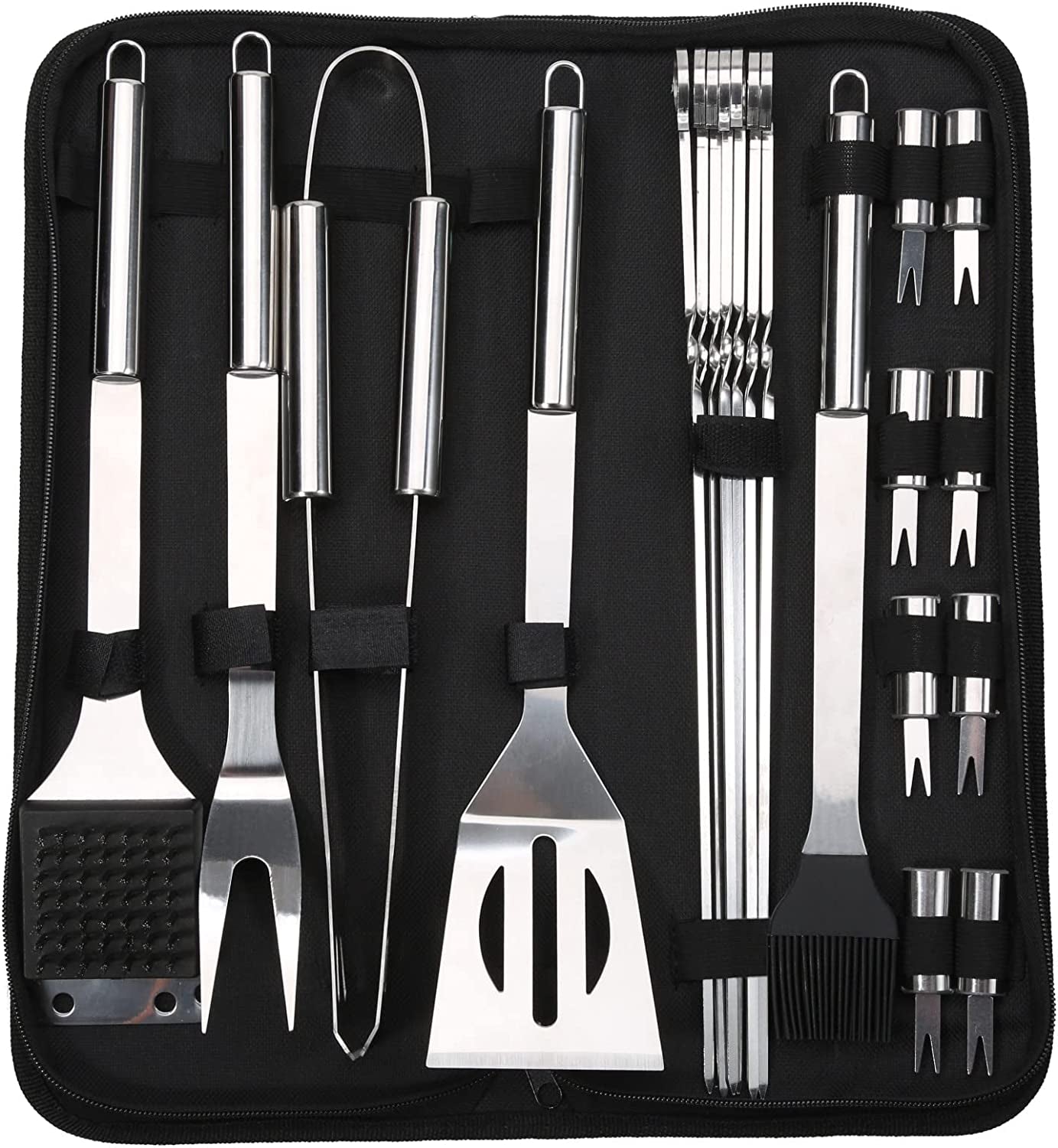 Barbecue Grill Tool Set, Stainless Steel Grilling Tool, 20PCS Grill Accessories Suitable for Outdoor BBQ Cooking.