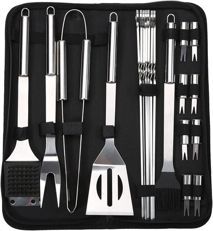 Barbecue Grill Tool Set, Stainless Steel Grilling Tool, 20PCS Grill Accessories Suitable for Outdoor BBQ Cooking.