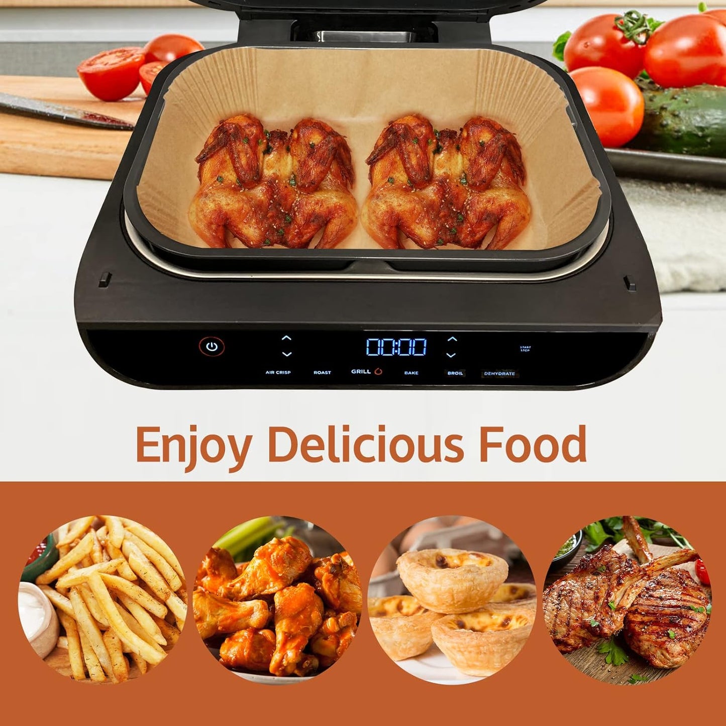 Air Fryer Liners Ninja Foodi Grill Xl Accessories for Ninja Smart Xl Air Fryer, 125Pcs Air Fryer Disposable Paper Liner for Ninja FG551 6-In-1 Grill Parchment Paper Rectangular Air Fryer Accessories