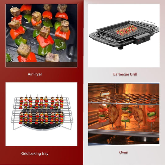 BBQ Vertical Skewers Sticks Stainless Steel Barbecue Grill Skewers for Air Fryer Stainless Steel Skewer Stand Air Fryer Grill Accessories