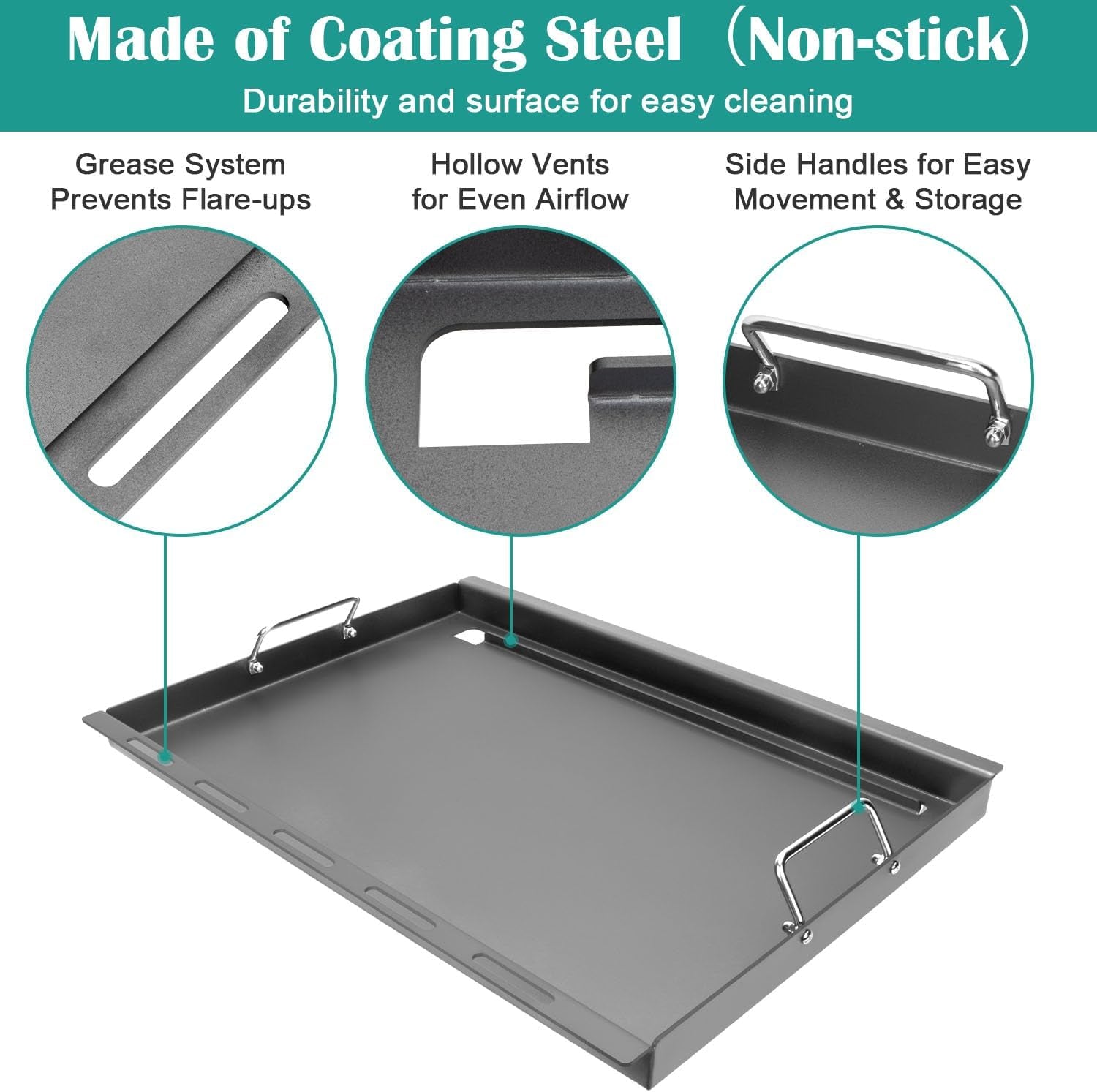 Full-Size Griddle Inserts for Weber Genesis 300 Gas Grill, Griddle for Weber Genesis 300 Series E-310 E-320 E-330 S-310 S-320 S-330 EP-310 EP-320 EP-330 CEP-310 CEP-330 Replace for Weber 7524 Grate*2