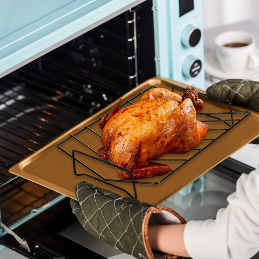 Rib Racks for Grilling and Smoking,Turkey Roasting Rack,Can Be Used on Both Sides 12×10" Black