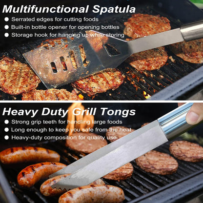 22PCS Heavy Duty Grill Accessories for Outdoor Grill Utensils Set Thicker Stainless Steel BBQ Tools Grilling Tools Set, Deluxe Barbecue Accessories Set Christmas Birthday Gifts for Men Women